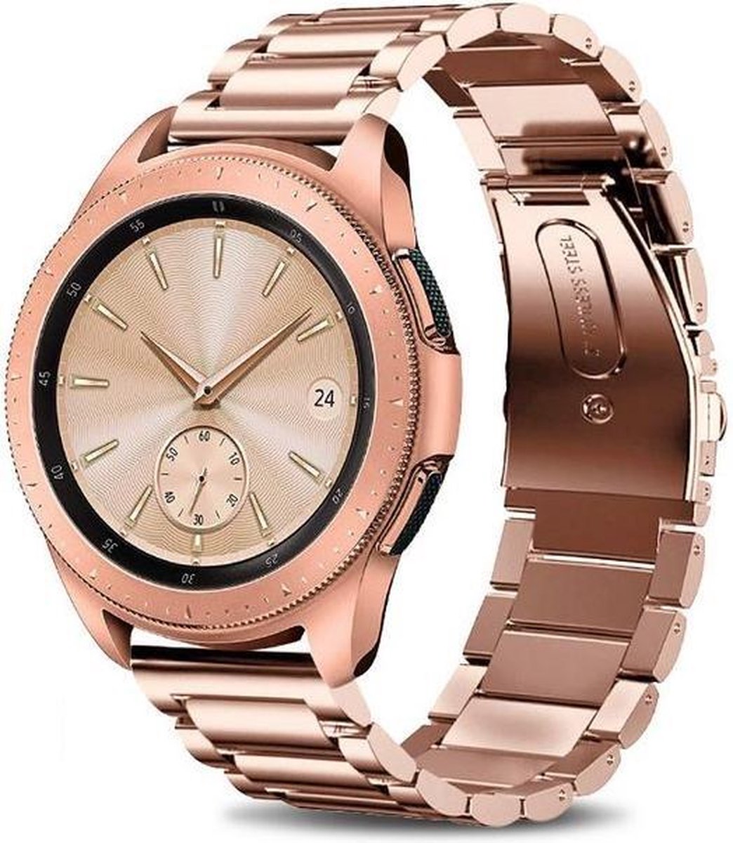 Fungus - Smartwatch bandje - Geschikt voor Samsung Galaxy Watch 3 41mm, Active 2 - Horloge 20mm - Metaal - Schakel - Rosegoud