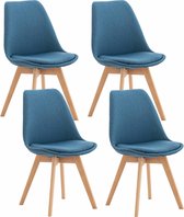 CLP Linares Set van 4 eetkamerstoelen blauw Stof