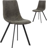 Set van 2 design stoelen 84 cm PU en metaal  grijs et zwart