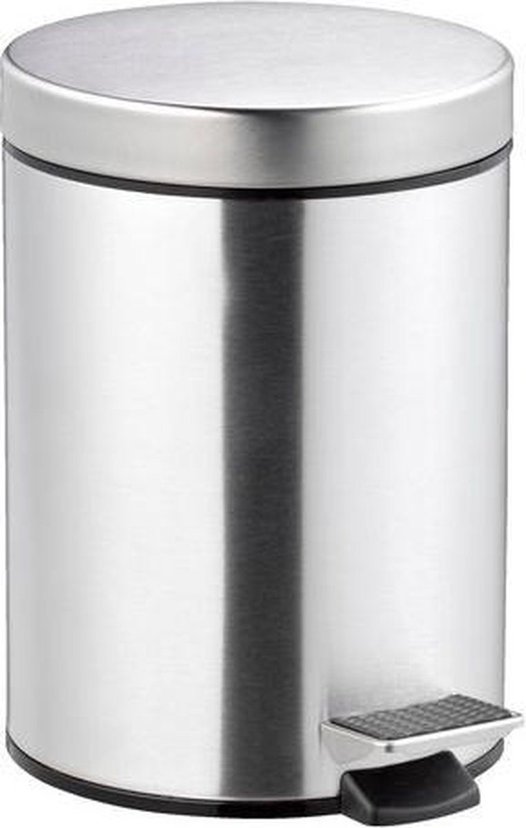 Pedaalemmer / RVS / zilver / 5 L / 5 liter / prullenbak / 20.5 x 29 cm / kantoor / slaapkamer / keuken / badkamer / toilet