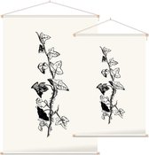 Klimop zwart-wit (Ivy) - Foto op Textielposter - 120 x 180 cm
