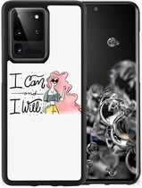 Hoesje met Tekst Geschikt voor Samsung Galaxy S20 Ultra Telefoon Hoesje met Zwarte rand i Can