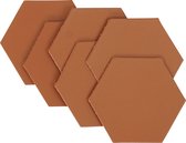 Leren onderzetters 'Hexagon' - 6 stuks | COGNAC