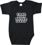 Rompertjes baby met tekst - Cool kids never sleep - Romper zwart - Maat 62/68 * baby cadeau * kraamcadeau * rompertjes baby * rompertjes baby met tekst