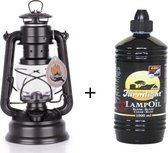 Feuerhand 276 Olielamp / Stormlamp Mat Zwart + 1 Liter Farmlight lampolie