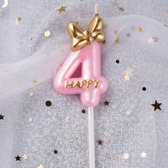DW4Trading® Cijfer kaars roze 4 verjaardag taart versiering