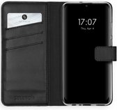 Huawei P Smart (2020) Hoesje met Pasjeshouder - Selencia Echt Lederen Booktype - Zwart