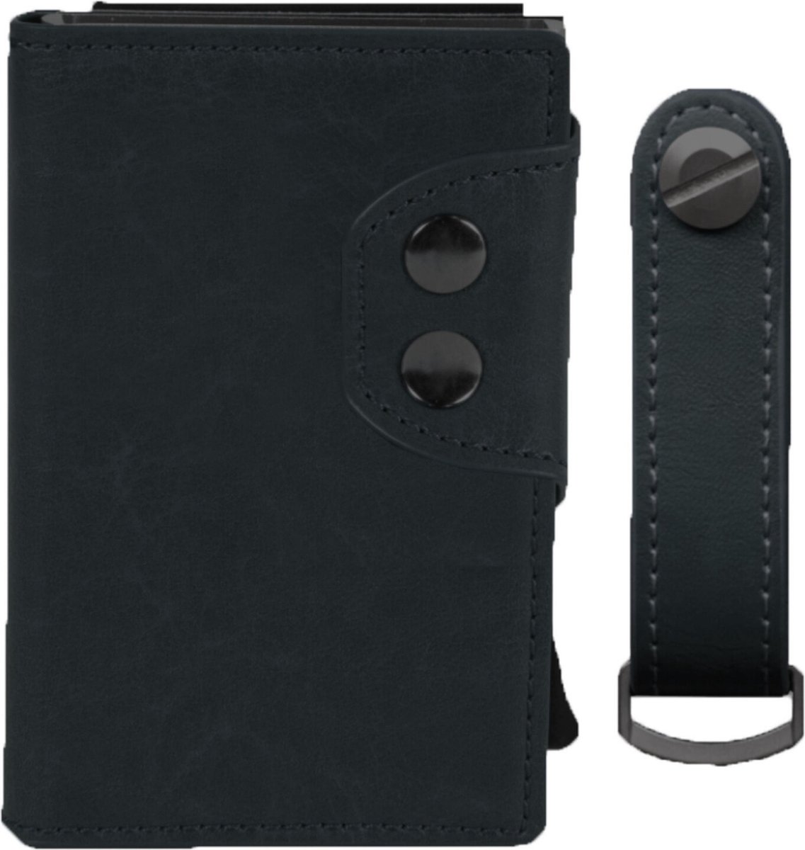 Silvergear Pasjeshouder en Sleutelhouder - Ruimte voor 6 Pasjes en 8 Sleutels - Leer - RFID - Ideaal Cadeau voor heren - Mannen en Vrouwen - Cadeaus voor Hem - Zwart