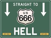 Signs-USA Verkeersbord - Amerika - Straight to Hell Route 666 - Wandbord - 60 x 45 cm