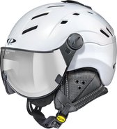 CP Helmets Camurai Parelwit Glanzend met Glanzend Witte Vario Spiegel Vizier - Skihelm - 56-58 cm omtrek