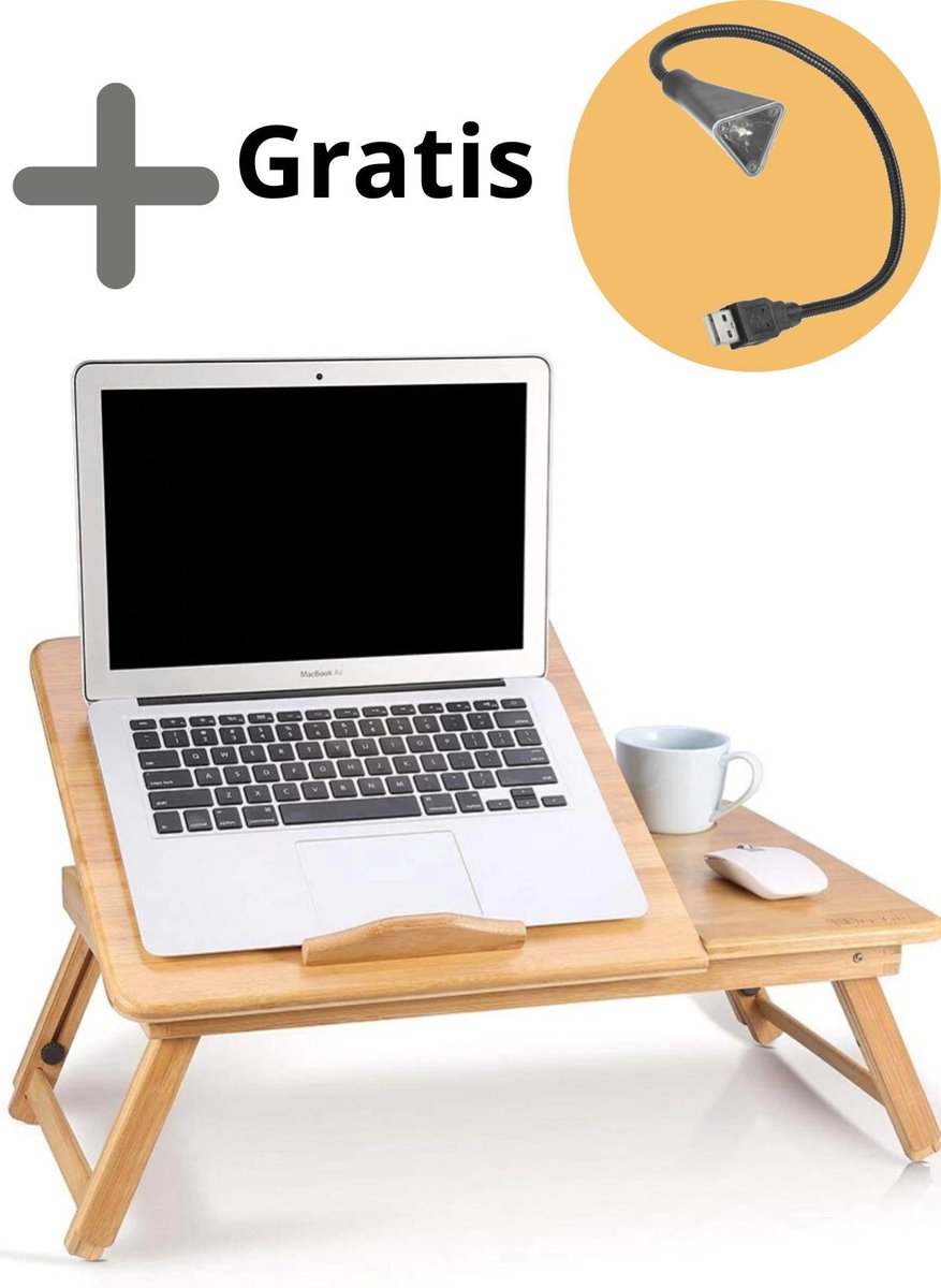 Laptoptafel voor op Bed of Bank met Gratis Leeslampje