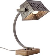 BRILLIANT lamp Drake tafellamp zwart staal / bruin | 1x A60, E27, 40W, geschikt voor normale lampen (niet inbegrepen) | Schaal A ++ tot E | Met tuimelschakelaar