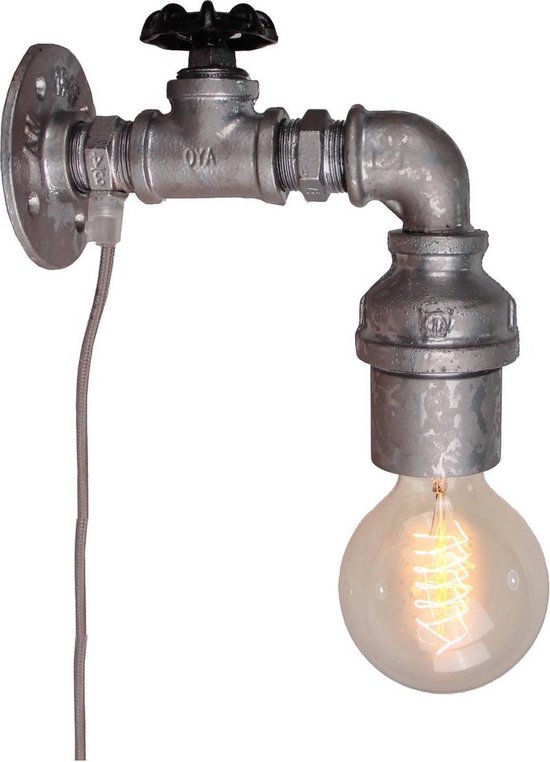BRILLIANT lamppijp wandlamp antiek zink 1x A60, E27, 60W, geschikt voor...  | bol.com