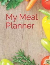 My Meal Planner: Soft cover notebook with 125 pages of 8.5 x 11 inch lined note paper in chart-form for weekly meal planning.
