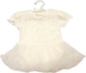 Luxe Romperjurkje met roosjes en tutu - Mt 68 - Crème
