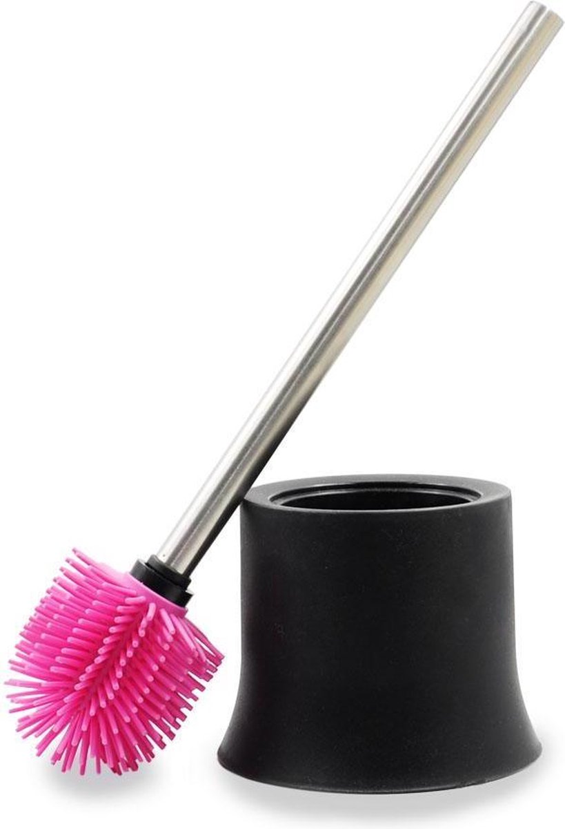 Pot à balai brosse wc city inox rose brosse silicone