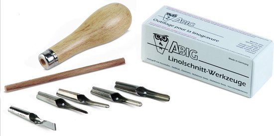 Set De 5 Gouges Coupe-lino Avec Poignée En Bois – Neuf