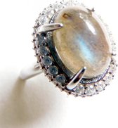 Hetty'S - Schitterende zilveren ring -met olifantjes - Echte Amethisten en Saffieren - Maat 18
