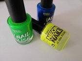 3 flessen fluo neon nagellak - Groen, blauw en geel