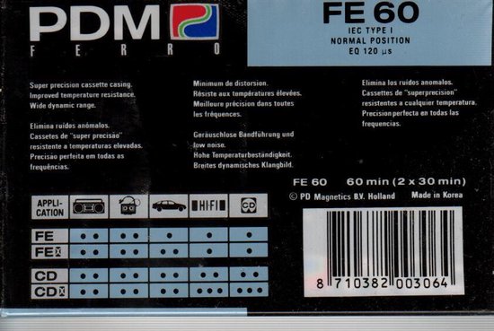 PDM FE 60 - AUDIO TAPE (CASSETTE BANDJE) - 60 MIN (2 X 30) - NORMAAL ...