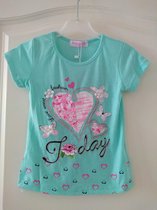 Meisjes T-shirt hart mintgroen 110/116