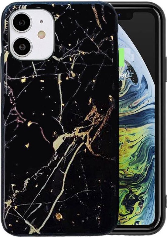 Lijkenhuis slachtoffers diefstal Marmer telefoonhoesje geschikt voor Apple iPhone 11 Hoesje Zwart x Goud |  bol.com