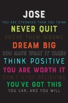 Jose You Are Stronger Than You Think Never Quit Prove Them Wrong Dream Big You Have What It Takes Think Positive You Are Worth It Dont Stop Believing