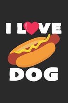 I love dog: 6x9 Hotdog - grid - squared paper - notebook - notes