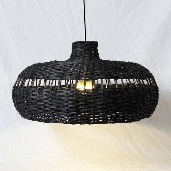 Top Honderd Rotan / Rieten Hanglamp Handgemaakt Zwart Ø50 cm