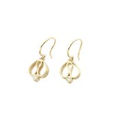 Handgemaakte oorbellen - oorhangers type 'tulpjes' van goudsmederij vanNienke® Tulpjes! - 14 karaat geel goud met 0.07ct VSI briljant geslepen diamant - 13mm lang