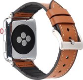 Geschikt voor Apple Watch bandje 42 / 44 / 45 / 49 mm - Series 1 2 3 4 5 6 7 8 SE Ultra - Smartwatch iWatch horloge band - 42mm 44mm 45mm 49mm - Fungus - PU Leer - Bruin - Ribbel
