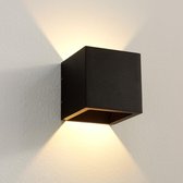 Wandlamp Cube Zwart - 10x10x10cm - LED 6W 2700K 696lm - IP54 - Dimbaar > wandlamp binnen zwart | wandlamp buiten zwart | wandlamp zwart | buitenlamp zwart | muurlamp zwart | led lamp zwart | sfeer lamp zwart | design lamp zwart