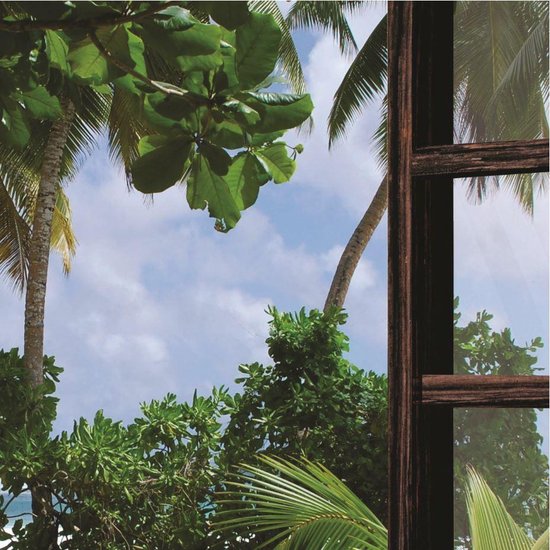 Adverteerder Schrijf een brief Nietje Schilderij - 100x75cm -Doorkijk op tropisch eiland - Raam schilderij - Canvas  schilderij | bol.com