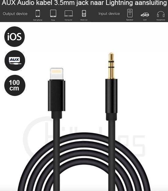 DUO-pack - Aux Kabel - Auto iPhone - Iphone Aux-kabel auto - iPhone  Lightning 3.5 mm -... | bol.com