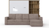 INVENTO SOFA MAX Verticaal Vouwbed Inclusief Bank - Opklapbed - Bedkast - Country Eik/ Hoogglans Wit - 200x160