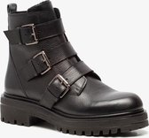 TwoDay leren dames biker boots - Zwart - Maat 38 - Echt leer