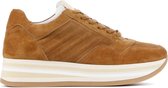 VIA VAI Vrouwen Suède Effen Lage sneakers / Damesschoenen  5209036-03 sue - Cognac - Maat 41