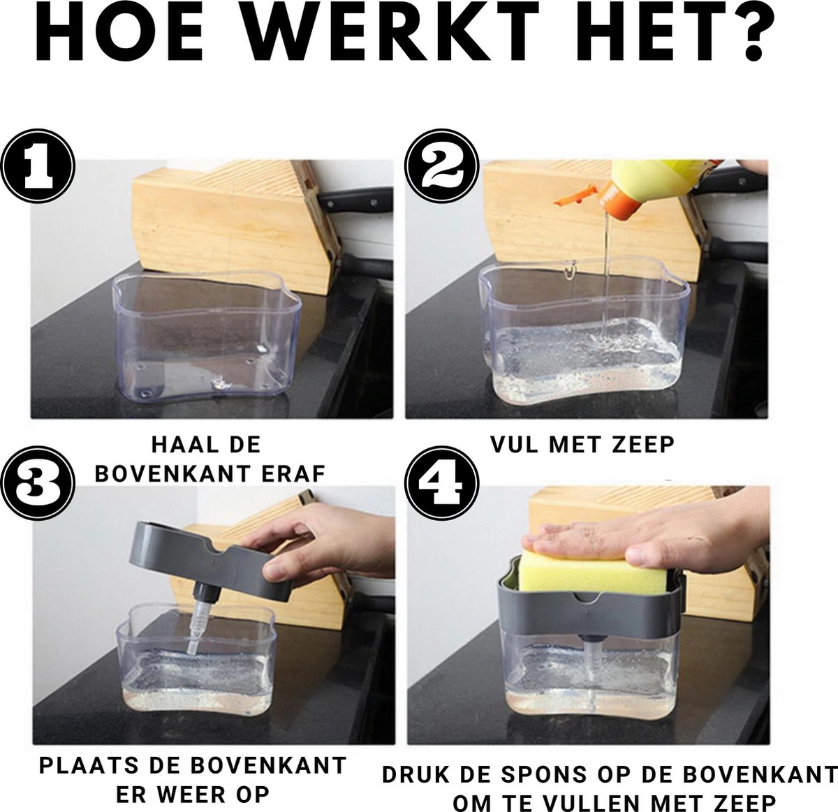 HMerch™ Zeep Dispenser Inclusief Spons Shampoo dispenser