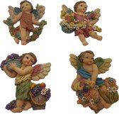 Engel beeldje met vleugels hangend – set van 4 decoratie engelenbeeldjes 13 cm hoog polyresin materiaal | GerichteKeuze