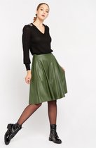 LOLALIZA Imitatieleer midi rok - Khaki - Maat 34