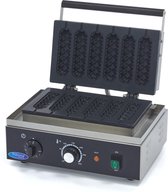 Wafelijzer Hot Dog - 6 Hot Dogs Op Stok - RVS - Instelbare Temperatuur - met Lekbak - Professionele Worstenbroodjes Apparaat - Maxima