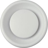 Witte ronde ventilator met genummerde schaalverdeling en een centrale schijf.