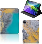 Tablettas iPad Pro 11 (2020) Tablet Hoes met Standaard Marble Blue Gold