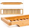 Relaxdays bamboe badrekje - 65 x 15 cm - badplank - rooster look - badbrug - met houders