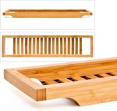 Relaxdays Houten badrekje - Badrek bamboe hout - 64x15 cm - Badplank - Plankje bad - Bamboe badplank