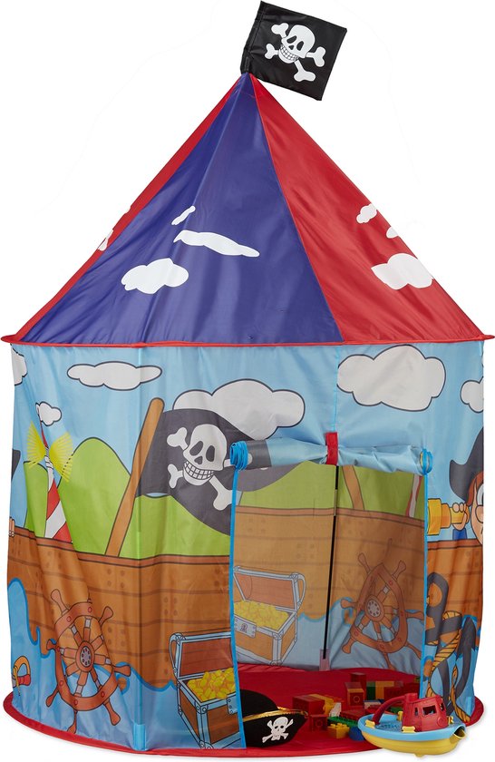 Klagen regel voormalig relaxdays piraten speeltent voor jongens - kindertent - piratentent met  vlag - speelhuis | bol.com