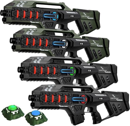 Light Battle Connect Lasergame set - Groen/Grijs - 4 Mega Blasters + 2 Targets