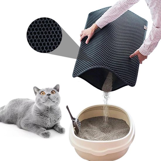 Kattenbakmat – Grit Opvanger – Schoonloopmat – Katten Mat – Matje Voor Kattenbak – 40X50CM - Zwart