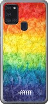 Samsung Galaxy A21s Hoesje Transparant TPU Case - Rainbow Veins #ffffff