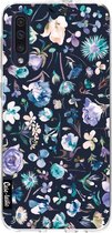 Casetastic Samsung Galaxy A50 (2019) Hoesje - Softcover Hoesje met Design - Flowers Navy Print